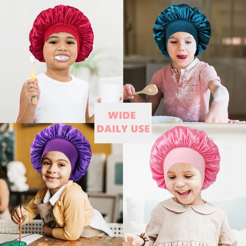 Himoswis 3 PCS Kids Bonnets for Girls Silk Bonnet for Sleeping Kids Bonnet for Kids Toddler Bonnet for Boys and Girls Small - Image 3